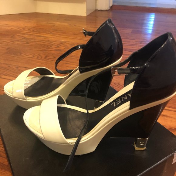 CHANEL Leather & Satin Two Tone Platform An - Picture 2 of 7